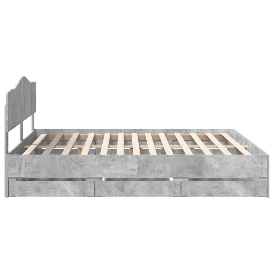 Cadre de lit Gris béton 200 x 200 cm Bois Ingénierie - 9