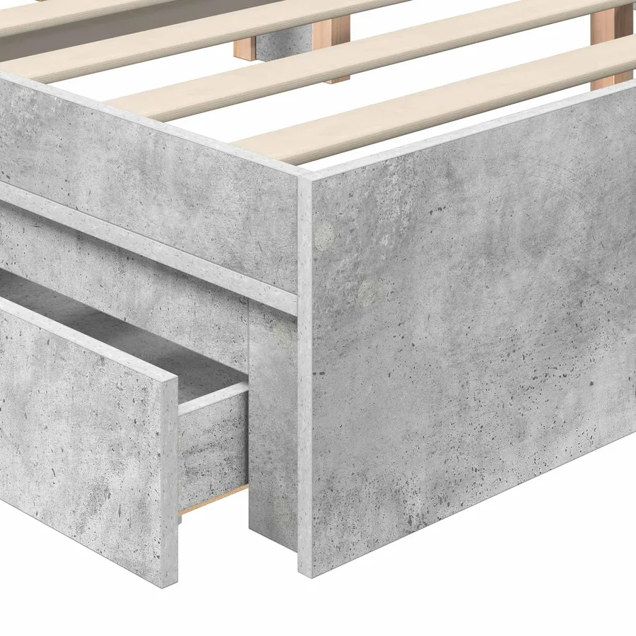 Lit de Rangement Gris béton 200 x 200 cm Bois d'ingénierie - 11