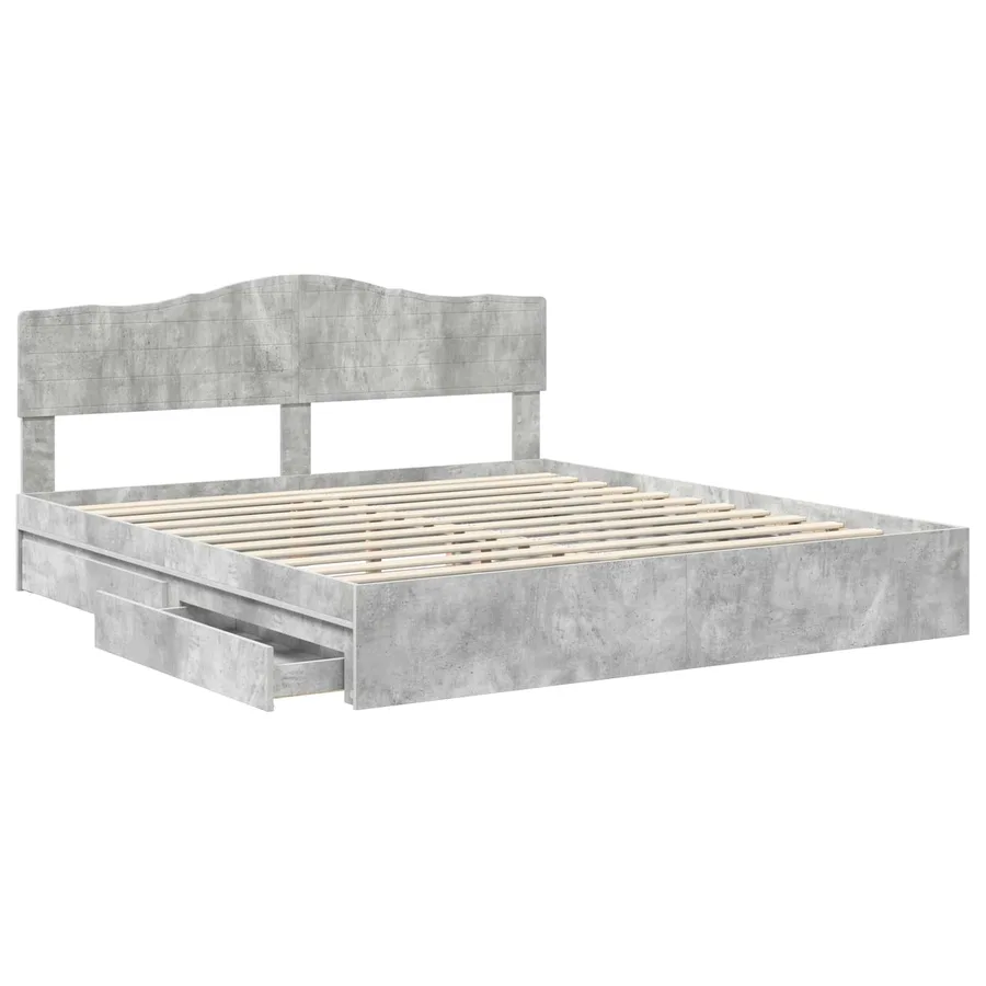 Lit de Rangement Gris béton 200 x 200 cm Bois d'ingénierie - 5