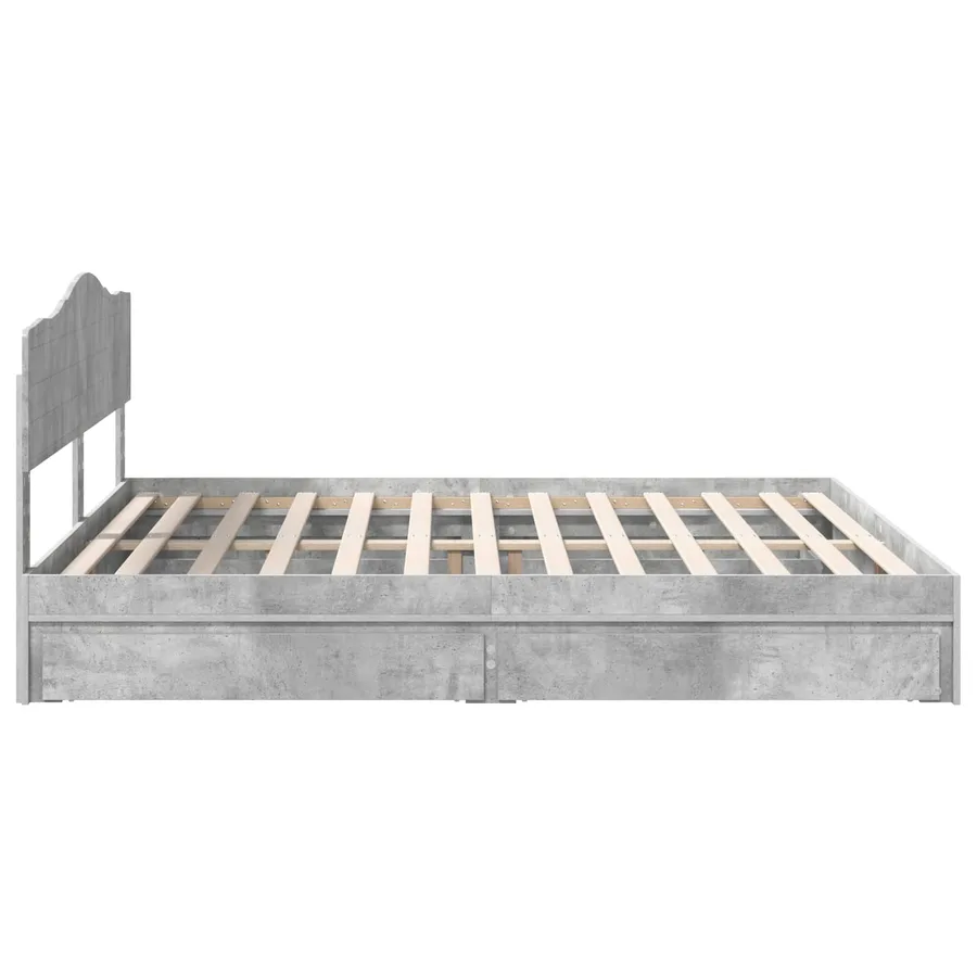 Lit de Rangement Gris béton 200 x 200 cm Bois d'ingénierie - 9