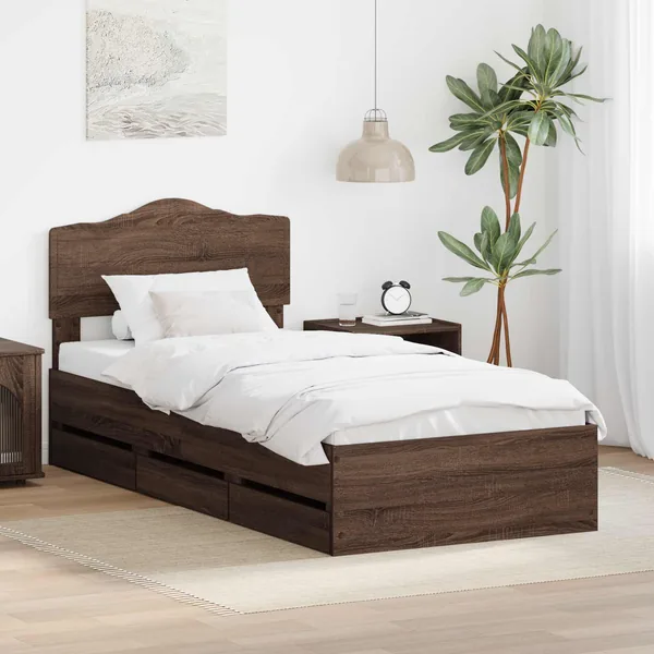 Cadre de lit Chêne brun 100 x 200 cm Bois Ingénierie