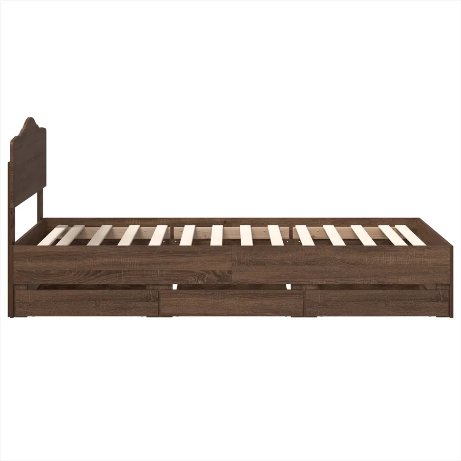Cadre de lit Chêne brun 100 x 200 cm Bois Ingénierie - 9