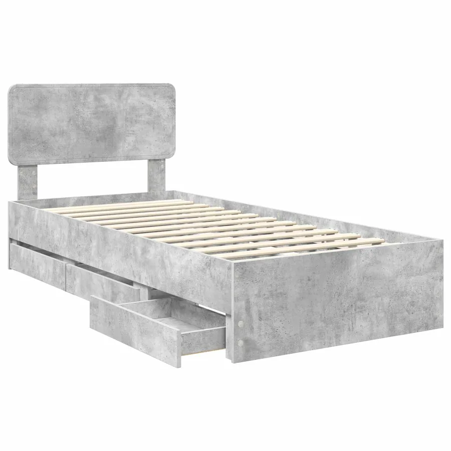 Cadre de lit Gris Béton 90 x 200 cm Bois d’ingénierie - 5