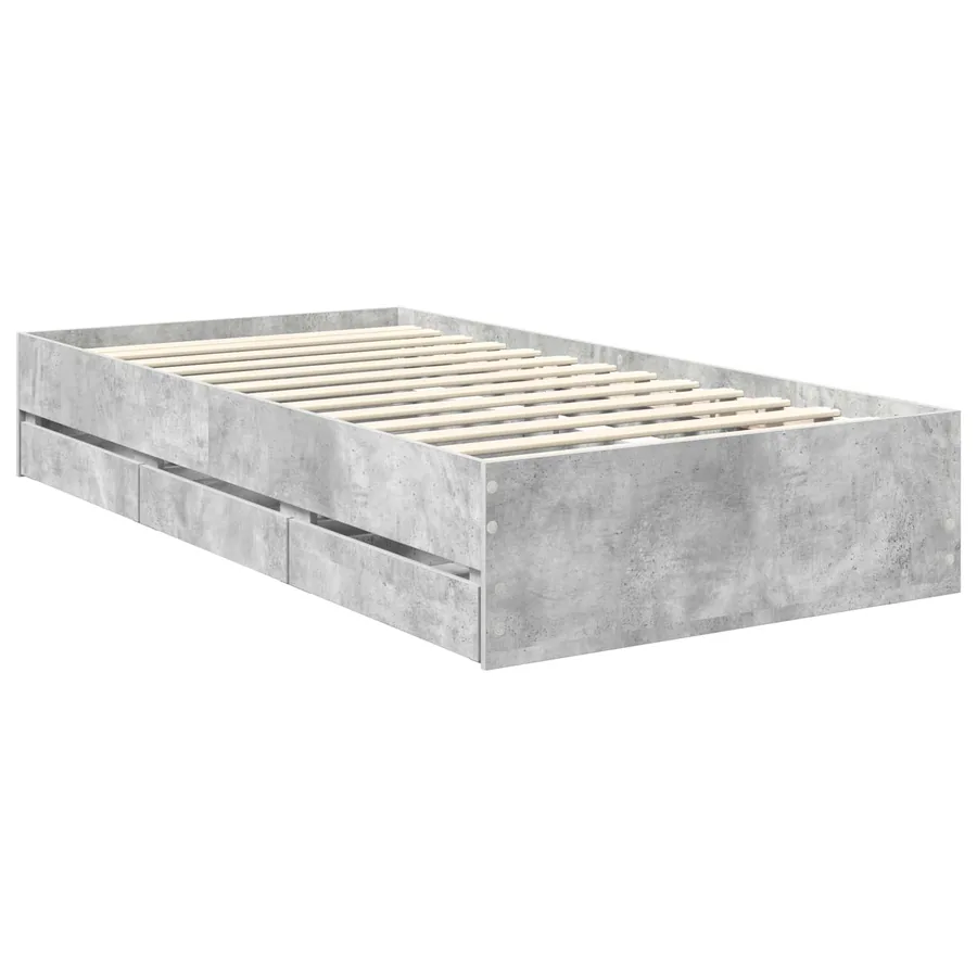 Cadre de lit Gris Béton 90 x 200 cm Bois d’ingénierie - 6
