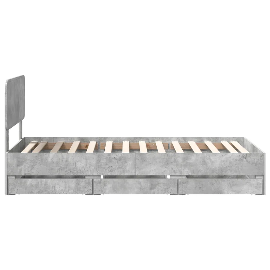 Cadre de lit Gris Béton 90 x 200 cm Bois d’ingénierie - 9