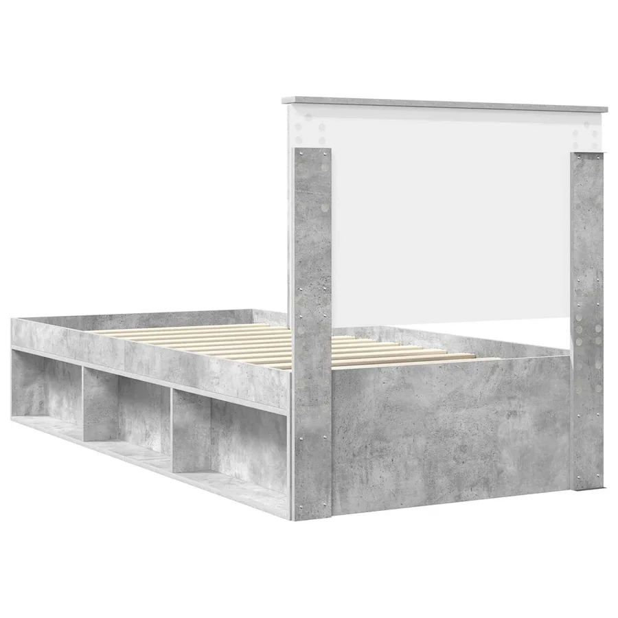 Cadre de lit Béton 90 x 200 cm Bois de pin massif - 9