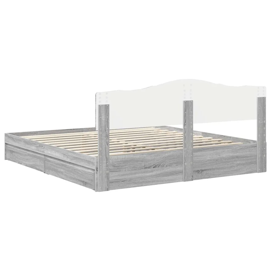 Lit de Rangement Gris Sonoma 200 x 200 cm Bois d'ingénierie - 10