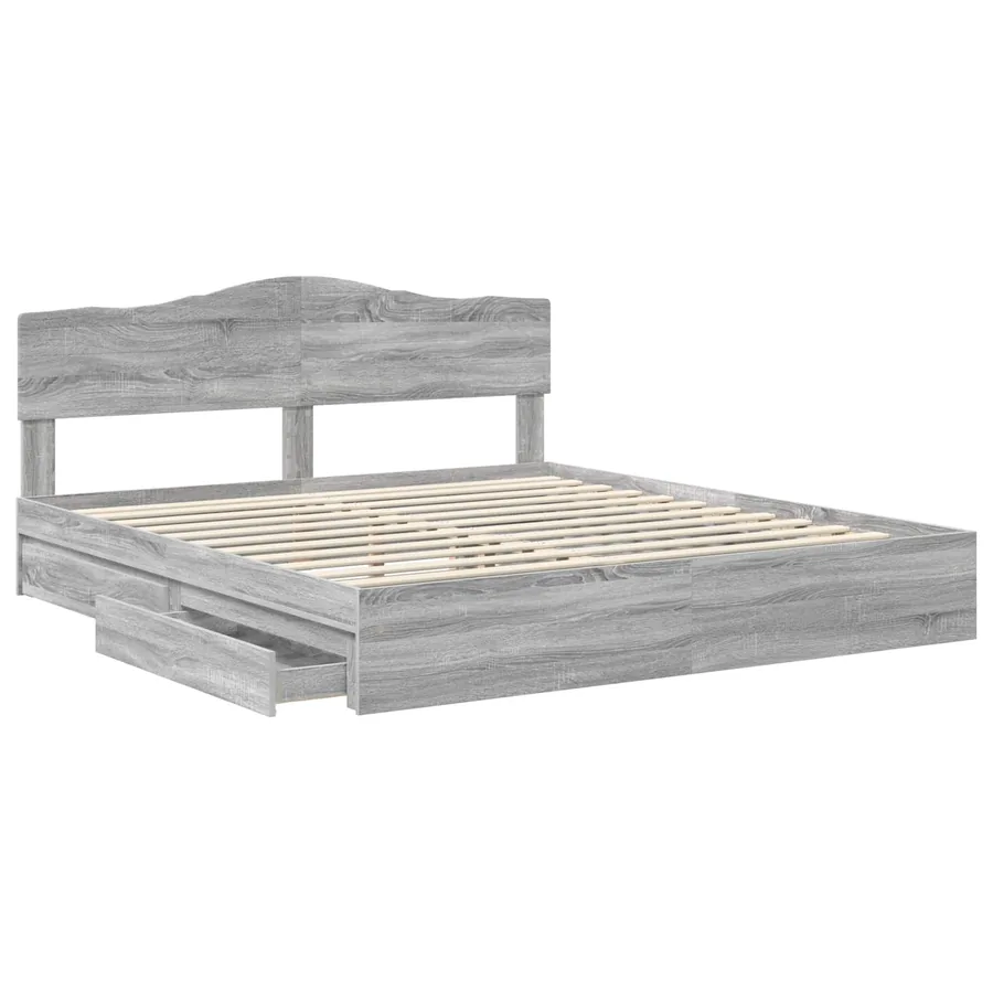 Lit de Rangement Gris Sonoma 200 x 200 cm Bois d'ingénierie - 5