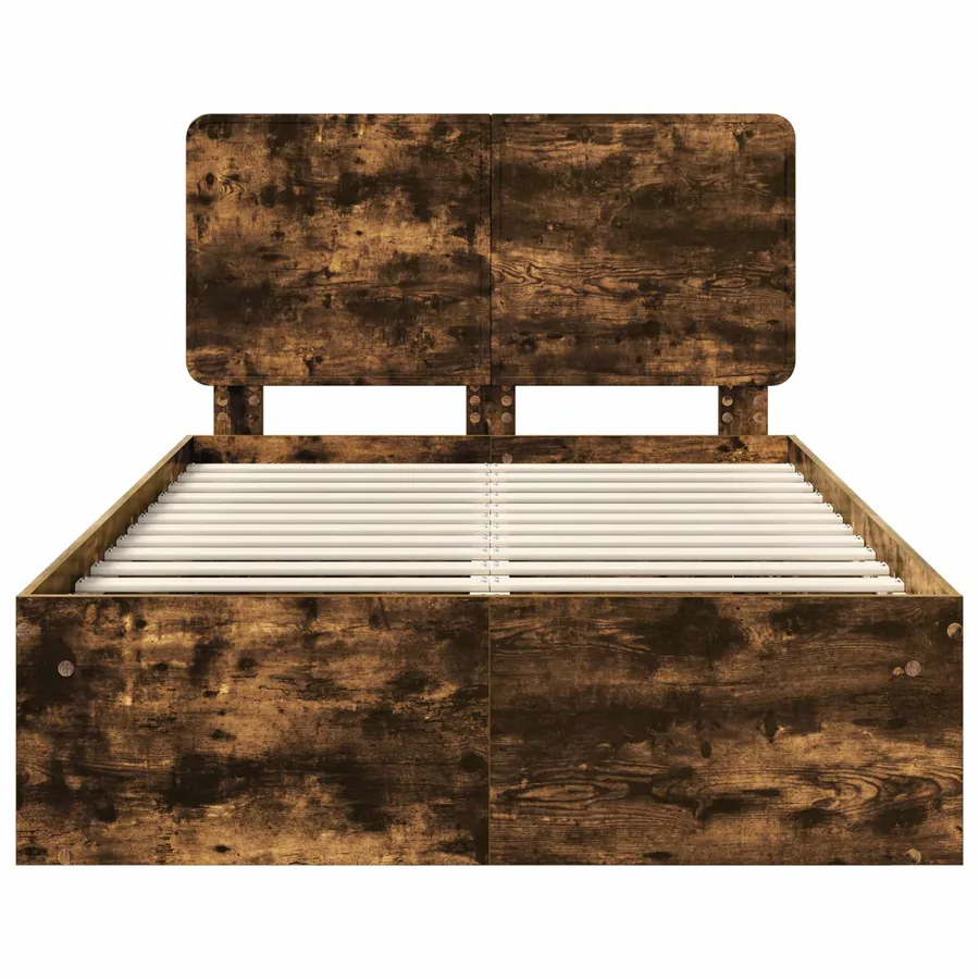 Cadre de lit Chêne fumé 120 x 200 cm Bois de pin massif - 7