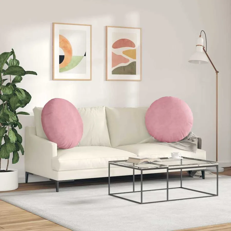 Coussins de siège 2 pcs Rose Ø60 x 21 cm Velours - 4