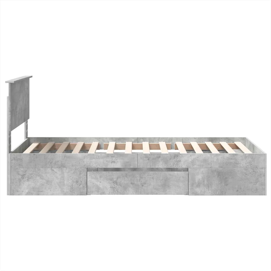Cadre de lit Gris béton 100 x 200 m Bois d'ingénierie - 9