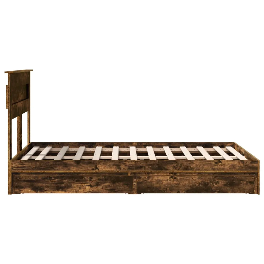Lit de Rangement Chêne fumé 135 x 190 cm Bois d'ingénierie - 9