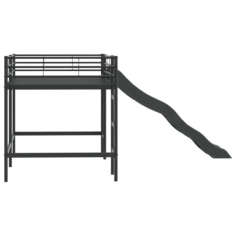 Lit superposé pour enfants avec toboggan Uni Noir et anthracite - 6