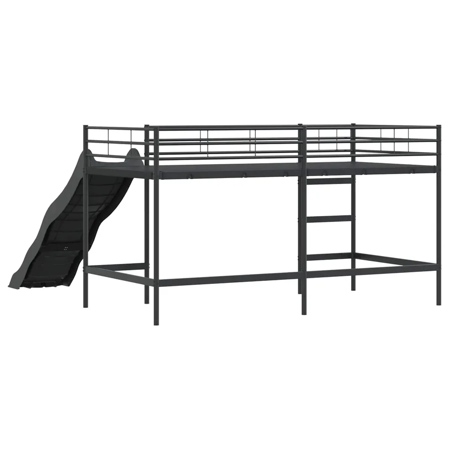 Lit superposé pour enfants avec toboggan Uni Noir et anthracite - 7