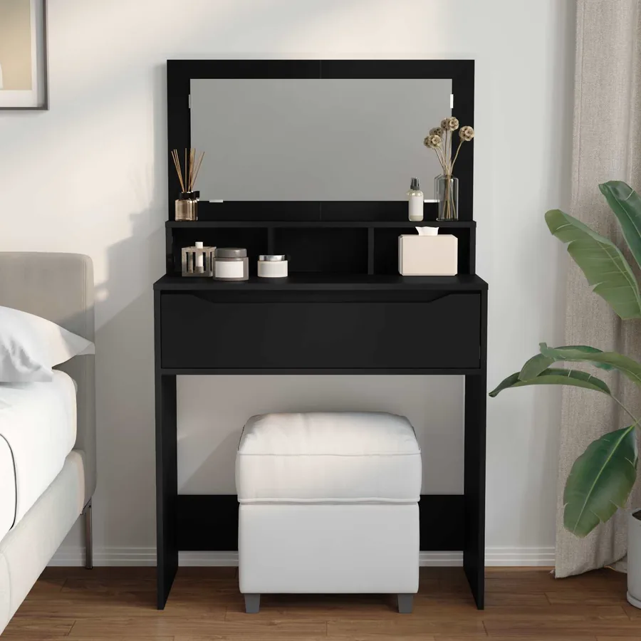 Tables de maquillage pour chambre Noir 80 x 39,6 x 135 cm - 4
