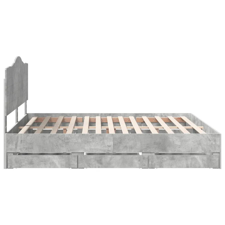Cadre de lit Gris Béton 200 x 200 cm Bois Ingénierie - 9