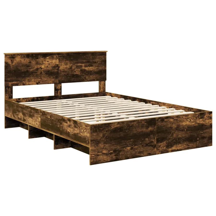 Cadre de lit Chêne fumé 160 x 200 cm Bois d'ingénierie - 4