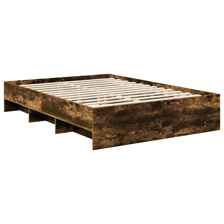 Cadre de lit Chêne fumé 160 x 200 cm Bois d'ingénierie - 5