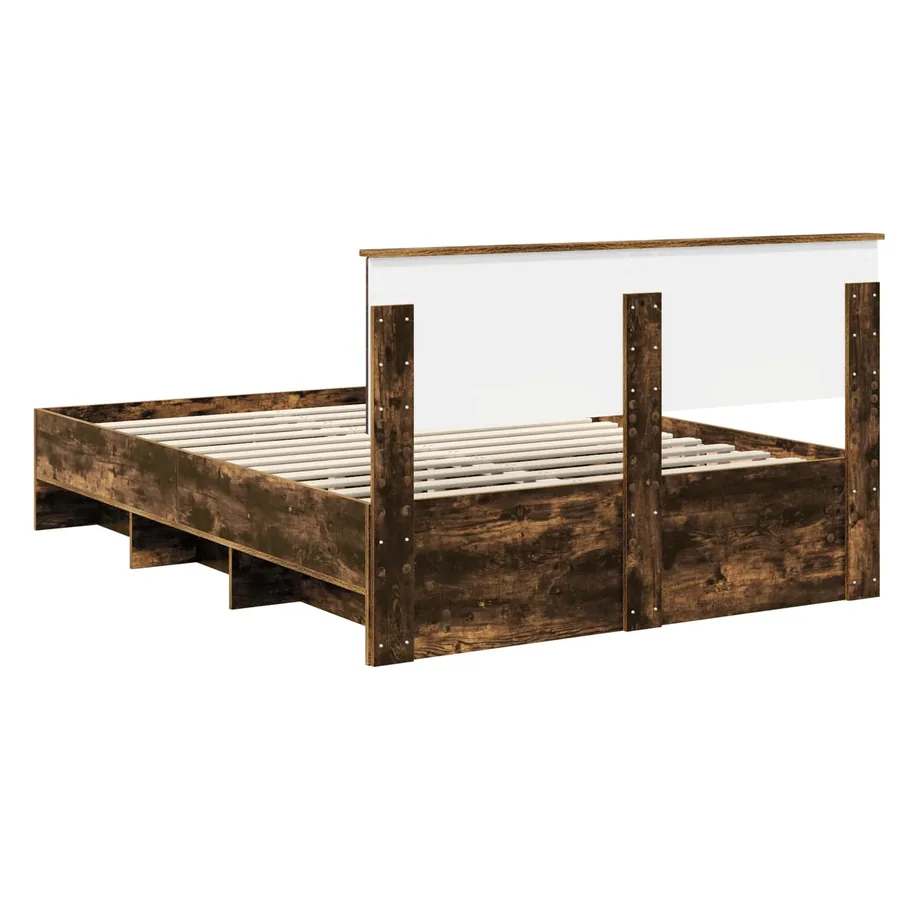 Cadre de lit Chêne fumé 160 x 200 cm Bois d'ingénierie - 9