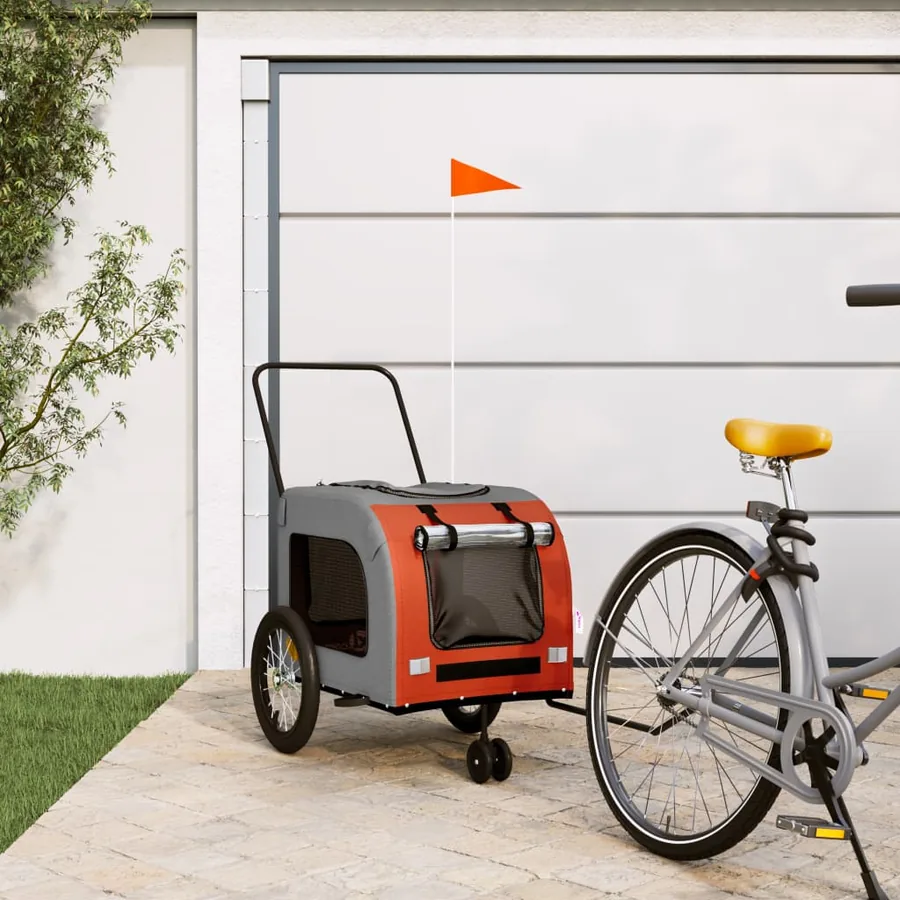 Remorque de vélo pour animaux de compagnie orange et gris
