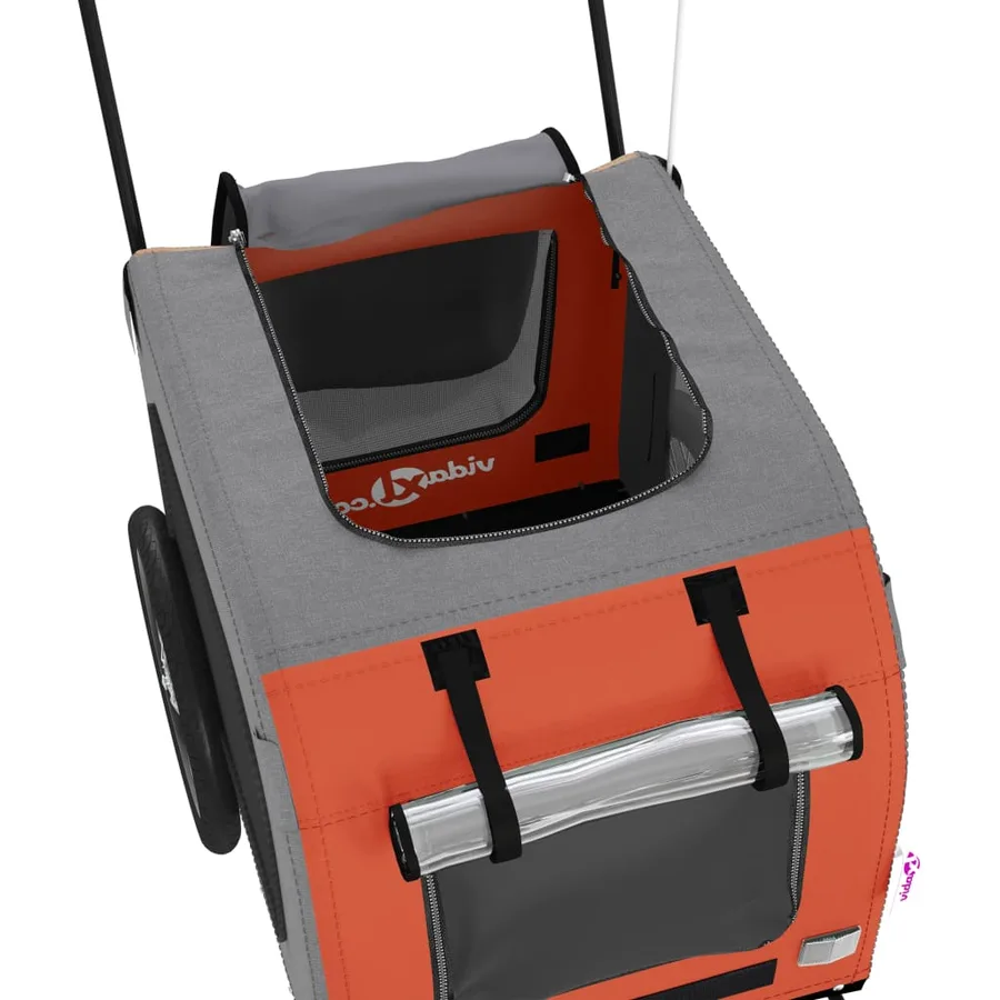 Remorque de vélo pour animaux de compagnie orange et gris - 10