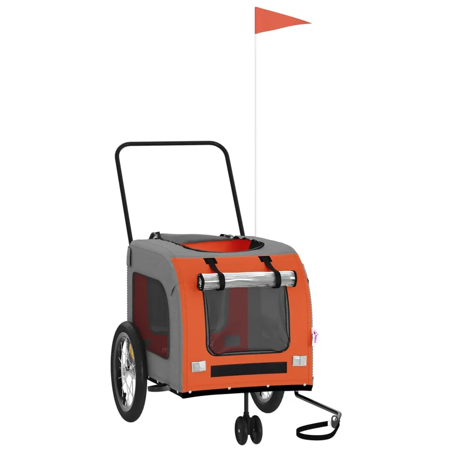 Remorque de vélo pour animaux de compagnie orange et gris - 3