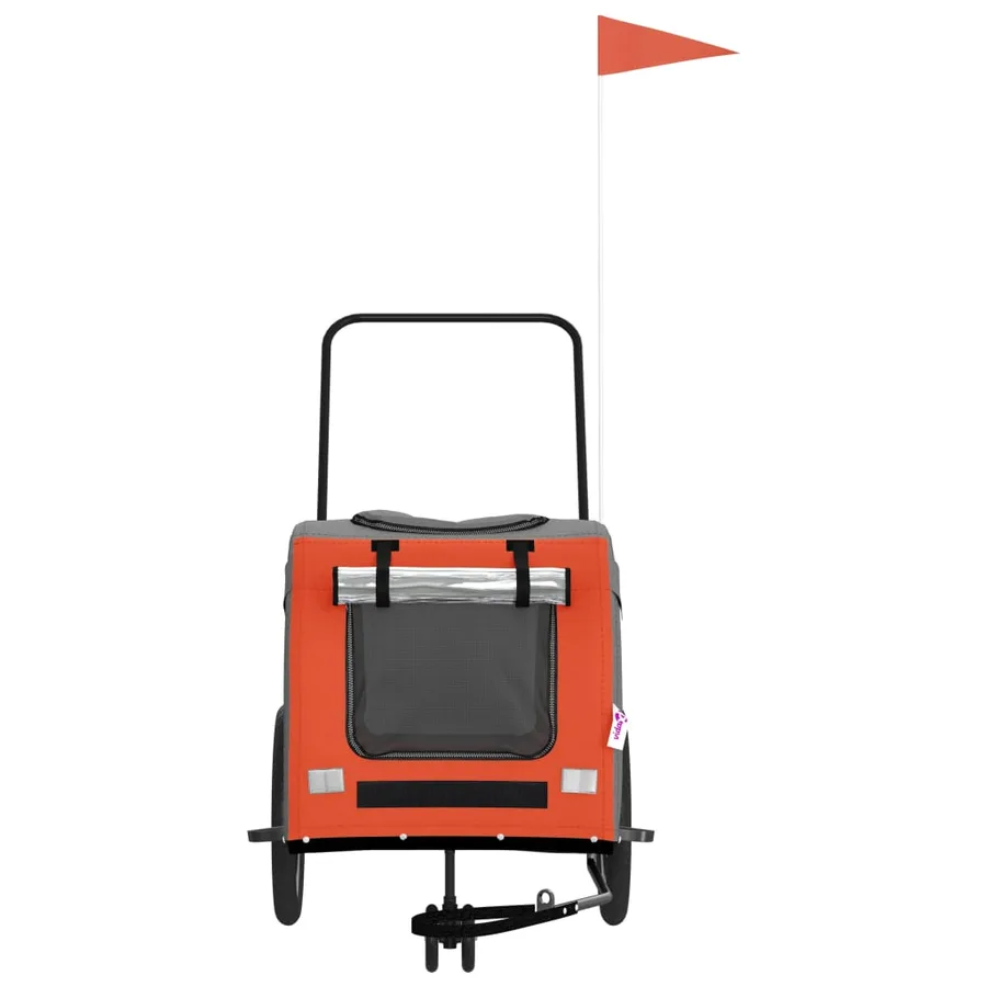 Remorque de vélo pour animaux de compagnie orange et gris - 4