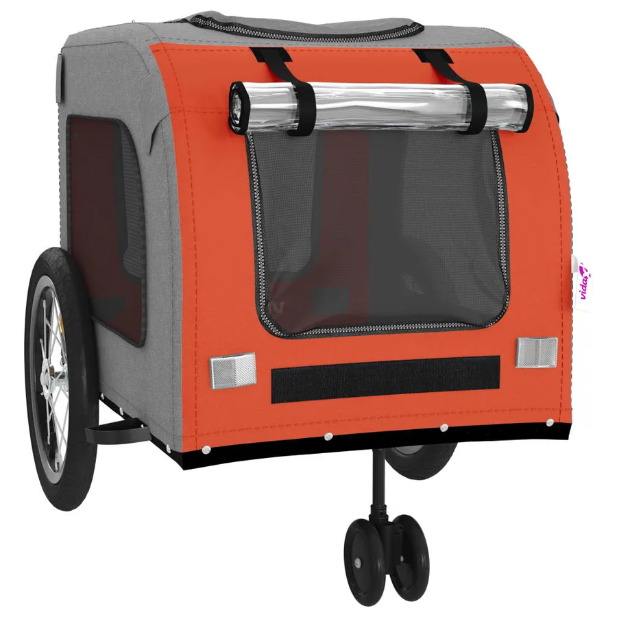 Remorque de vélo pour animaux de compagnie orange et gris - 5