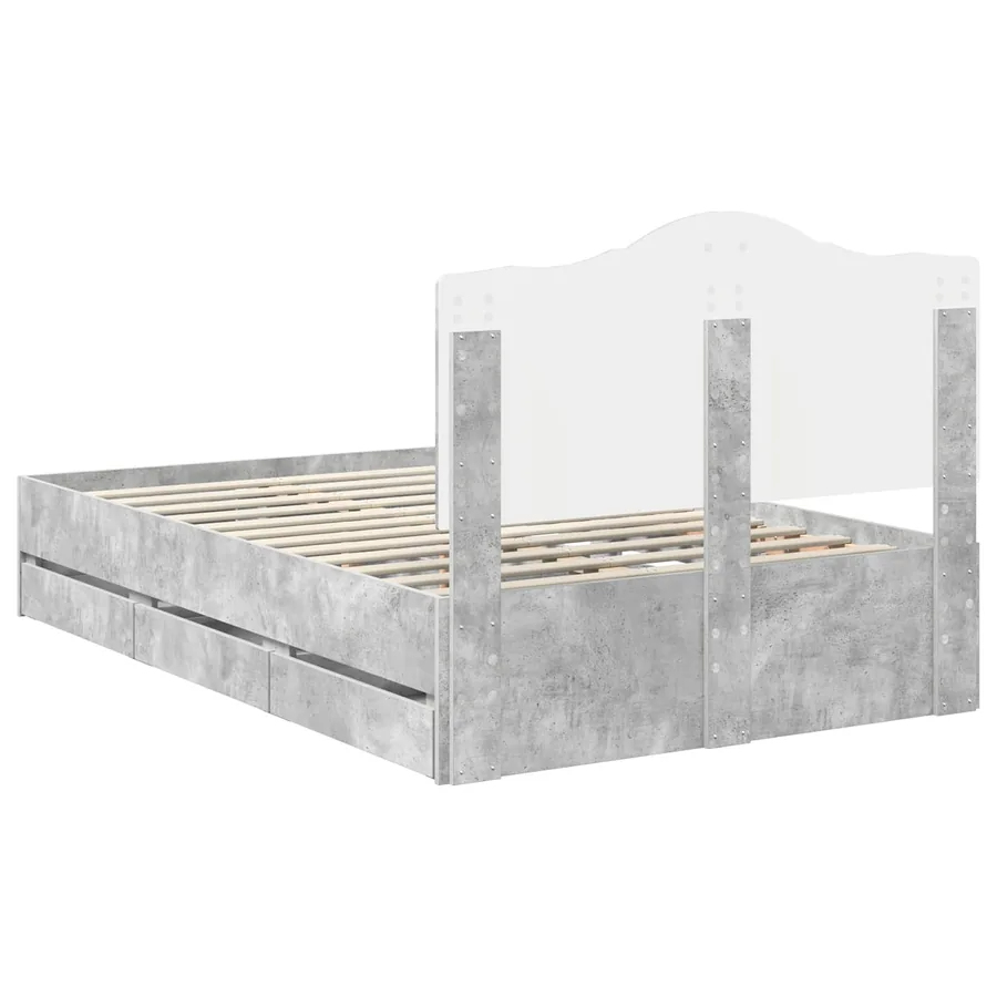 Cadre de lit Gris Béton 120 x 190 cm Bois Ingénierie - 10
