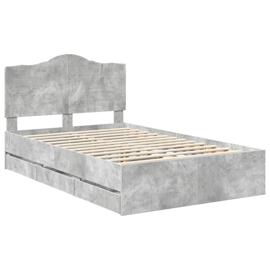 Cadre de lit Gris Béton 120 x 190 cm Bois Ingénierie - 4