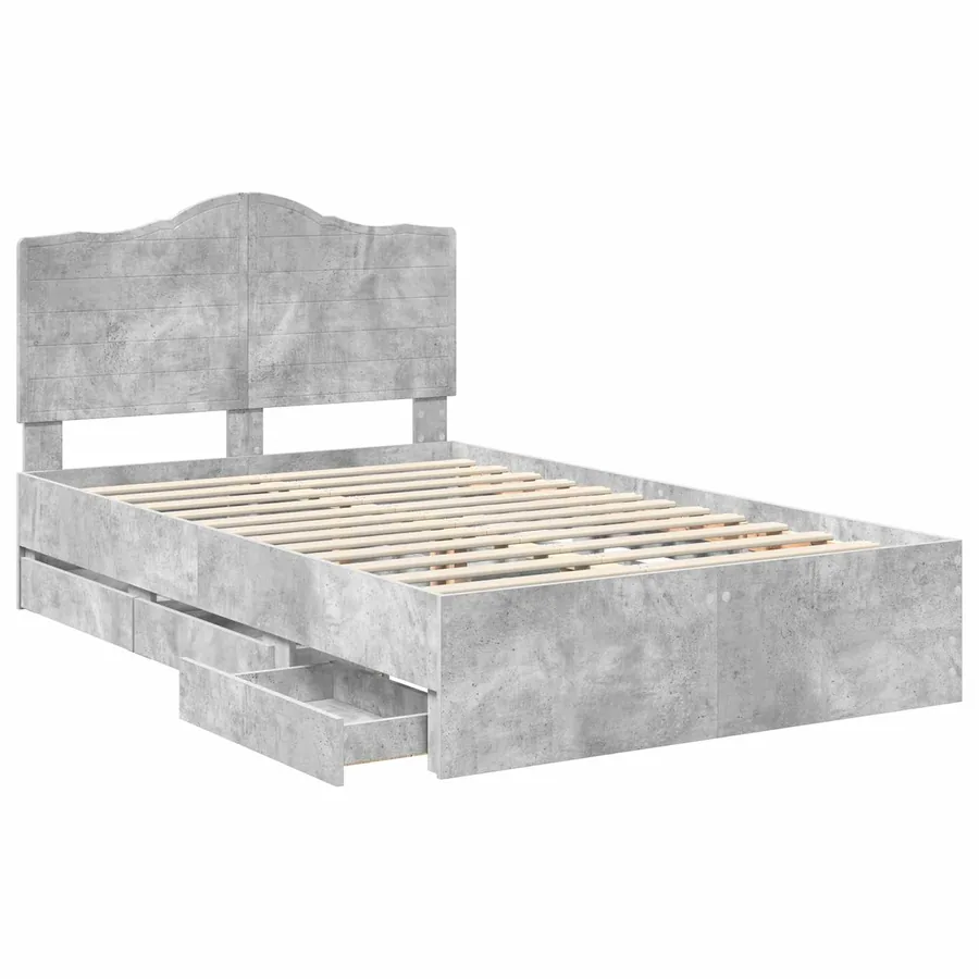 Cadre de lit Gris Béton 120 x 190 cm Bois Ingénierie - 5