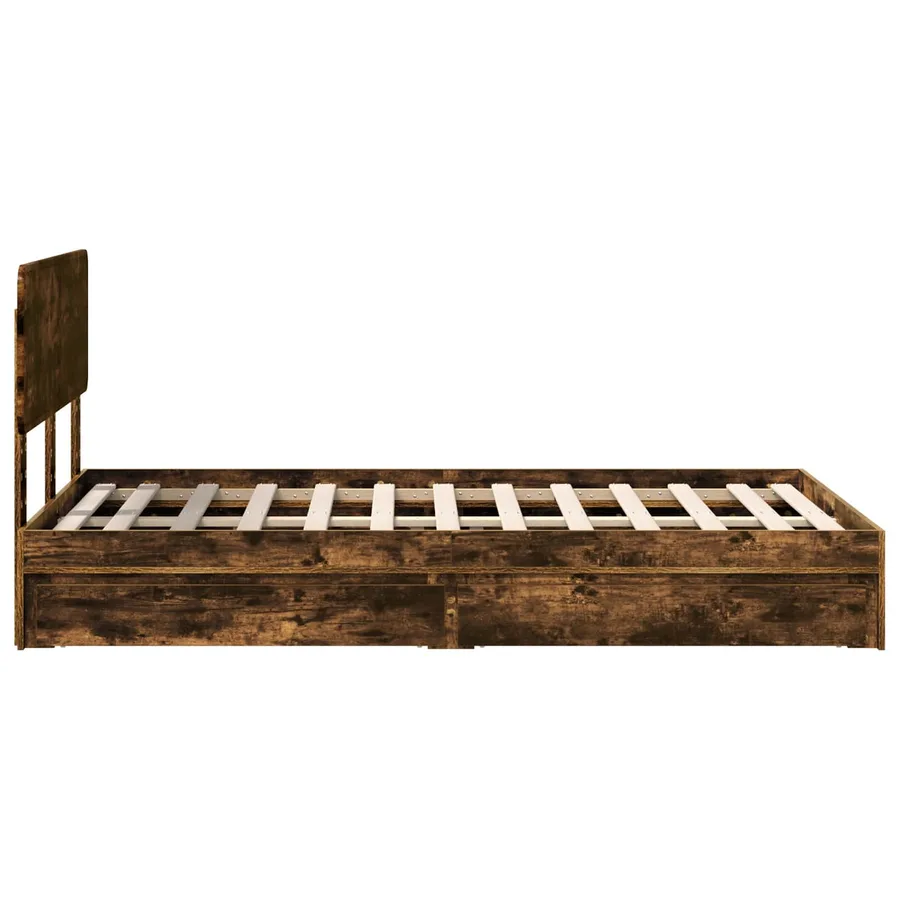 Lit de Rangement Chêne fumé 120 x 200 cm Bois d'ingénierie - 9