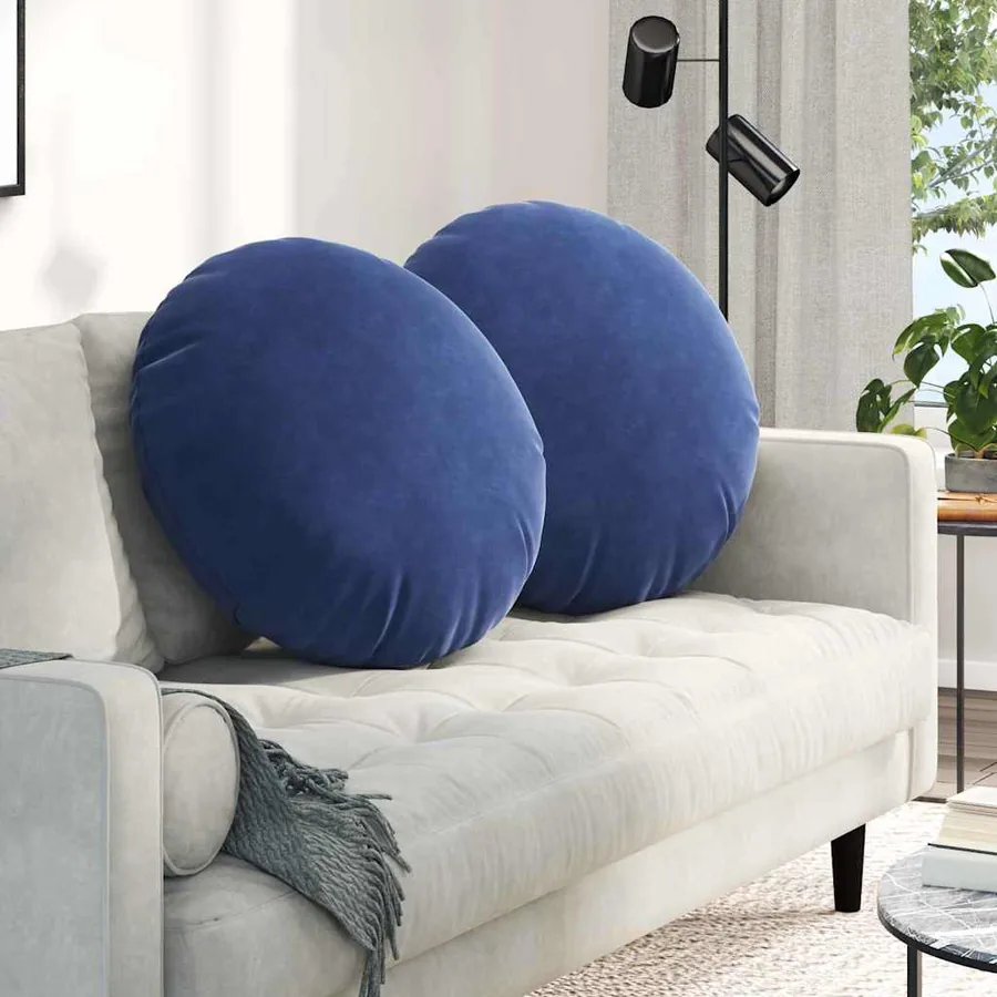 Coussins de siège 2 pcs Bleu police Ø60 x 21 cm Velours