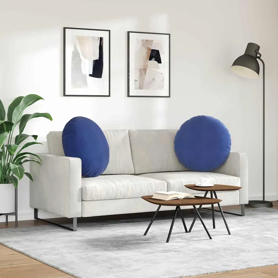 Coussins de siège 2 pcs Bleu police Ø60 x 21 cm Velours - 4