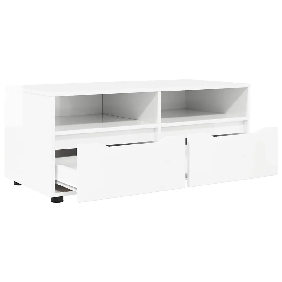 Meuble TV Blanc brillant 100 x 48 x 43 cm Bois d'ingénierie - 5