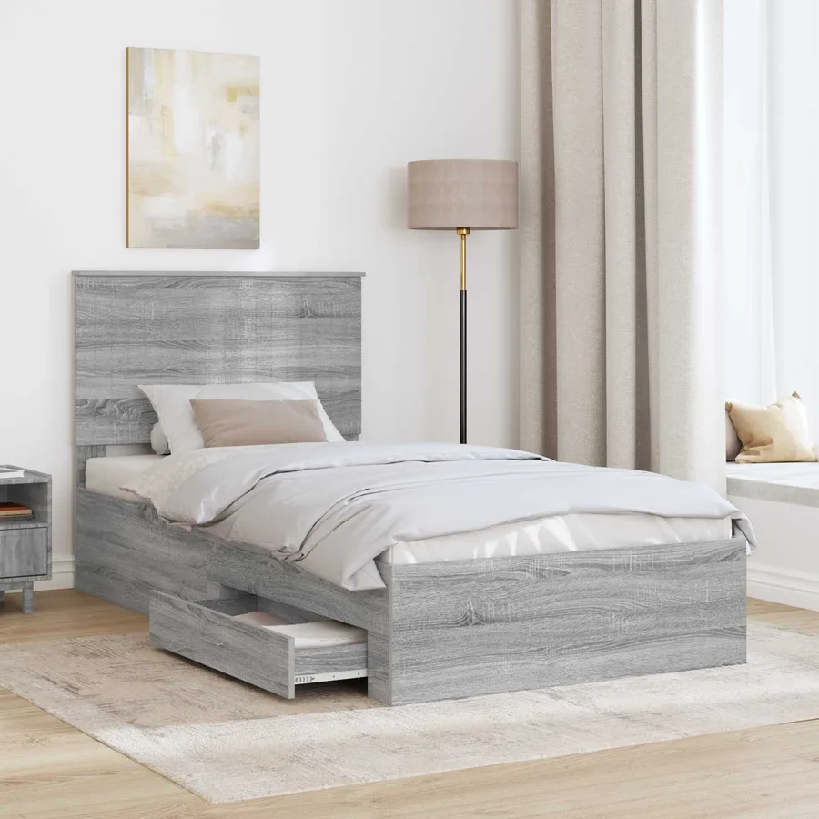 Cadre de lit Gris Sonoma 100 x 200 cm Bois d'ingénierie - 3