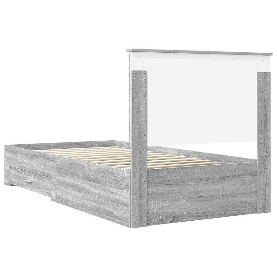 Cadre de lit Gris Sonoma 100 x 200 cm Bois d'ingénierie - 9