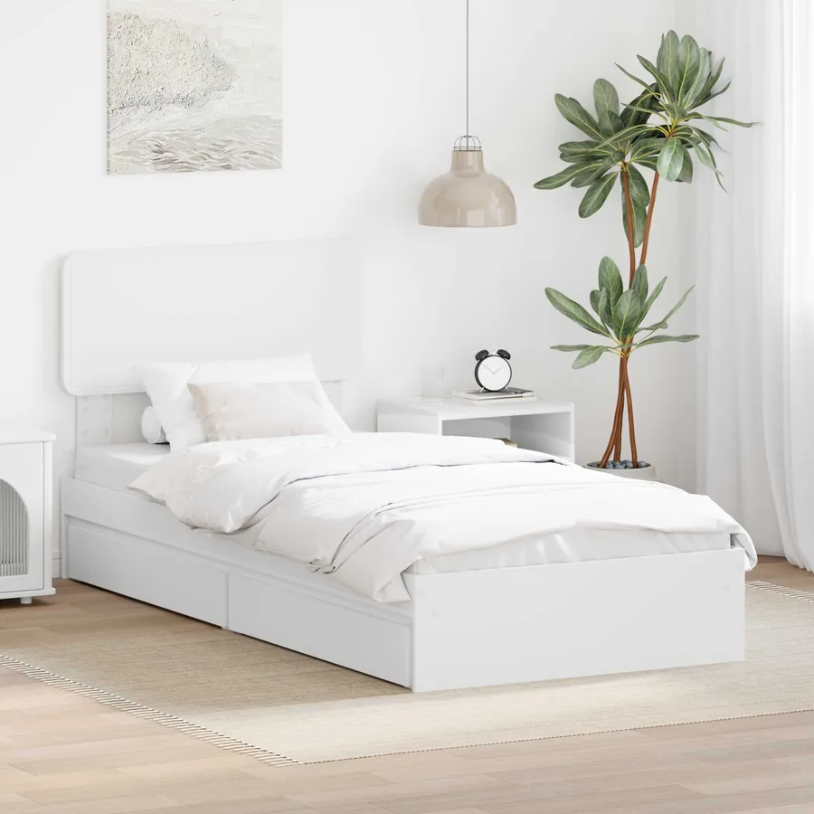 Lit de Rangement Blanc 90 x 200 cm Bois d'ingénierie