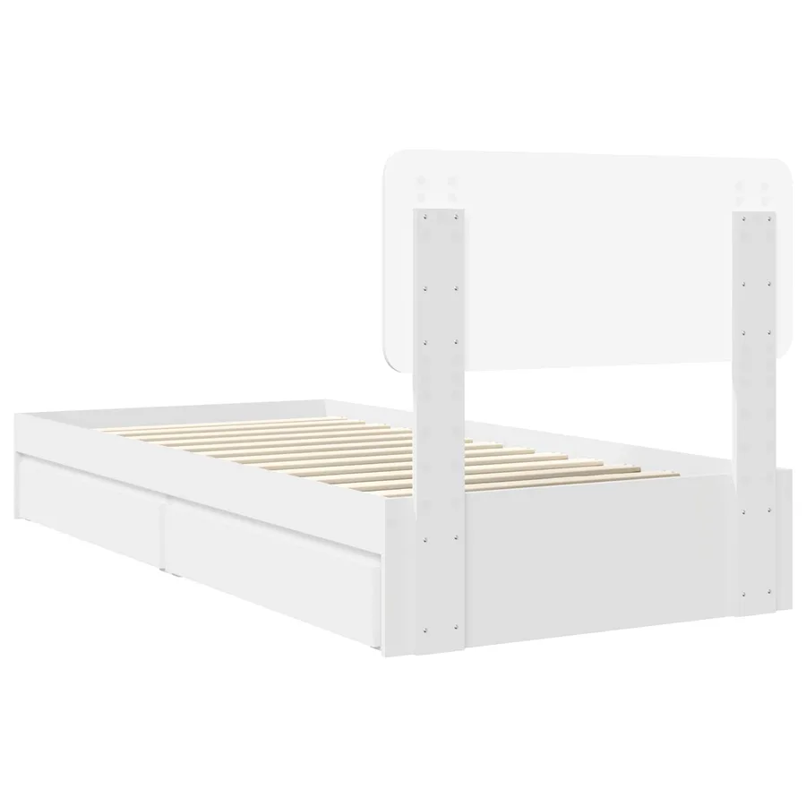 Lit de Rangement Blanc 90 x 200 cm Bois d'ingénierie - 8