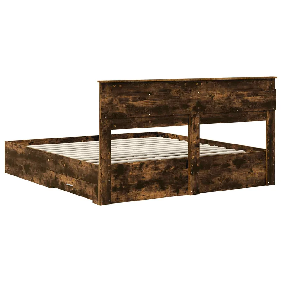 Cadre de lit Chêne fumé 200 x 200 cm Bois d'ingénierie - 10