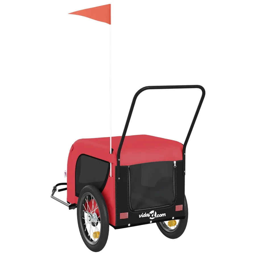 Remorque de vélo pour animaux de compagnie rouge et noir - 7