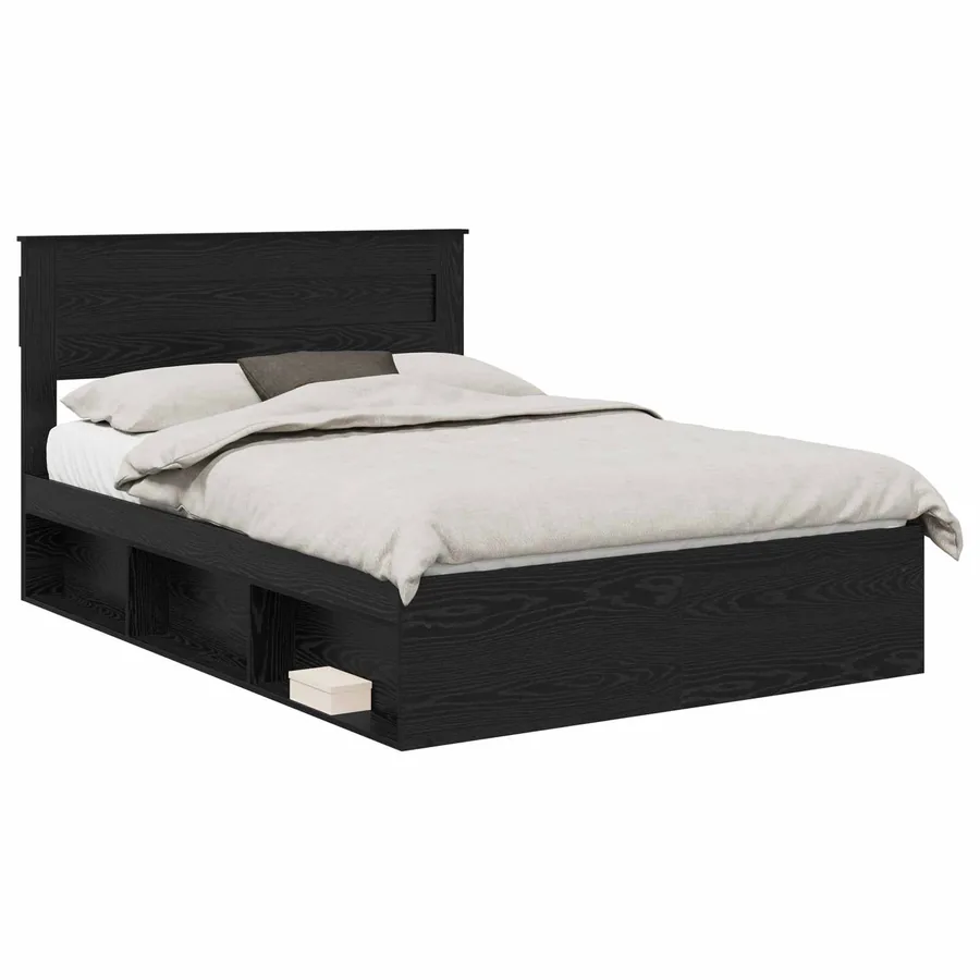 Cadre de lit avec stockage Noir 160 x 200 cm Bois de pin massif - 2
