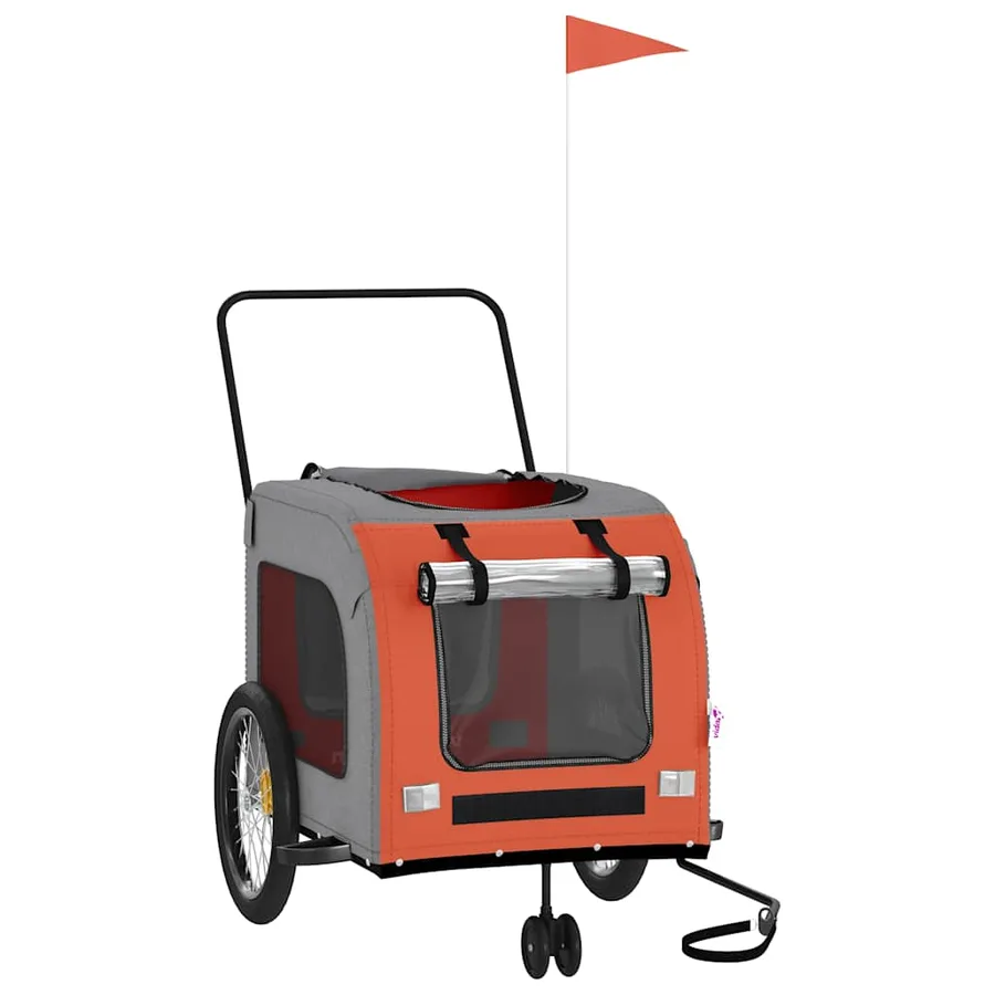 Remorque de vélo pour animaux de compagnie orange et gris - 3