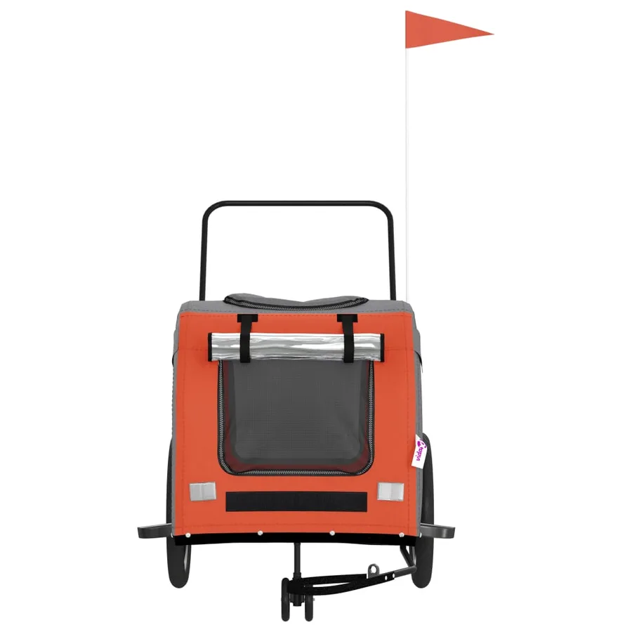 Remorque de vélo pour animaux de compagnie orange et gris - 4