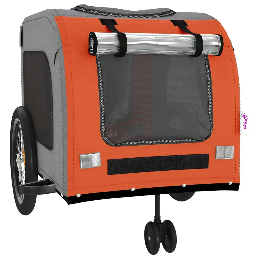 Remorque de vélo pour animaux de compagnie orange et gris - 5
