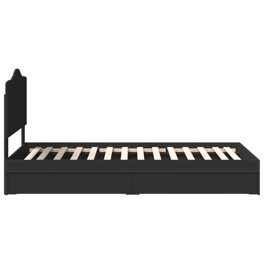 Lit de Rangement avec tiroir Noir 70 x 190 cm Bois d'ingénierie - 9