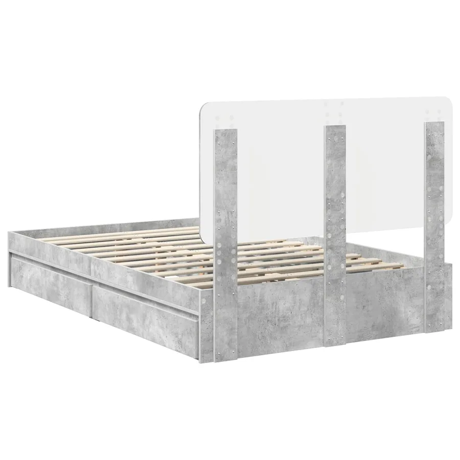 Lit de Rangement Gris béton 135 x 190 cm Bois d'ingénierie - 10
