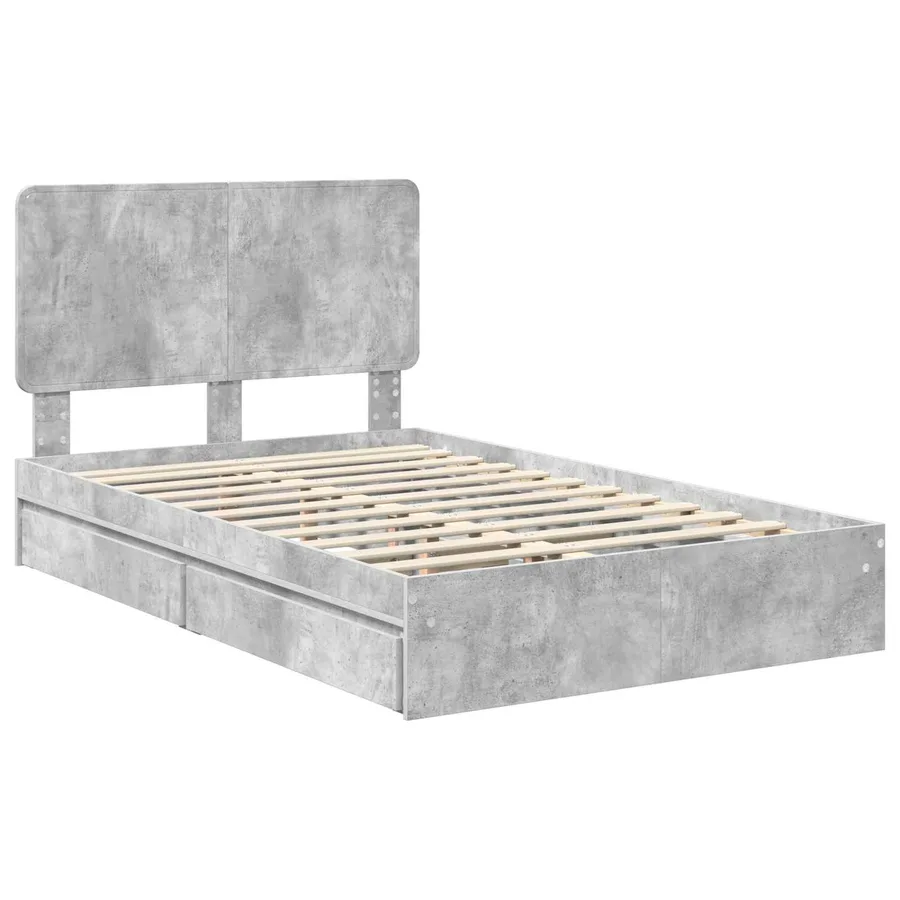 Lit de Rangement Gris béton 135 x 190 cm Bois d'ingénierie - 4