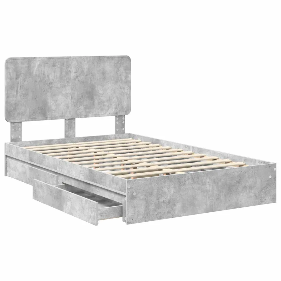 Lit de Rangement Gris béton 135 x 190 cm Bois d'ingénierie - 5