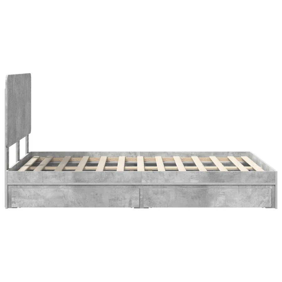Lit de Rangement Gris béton 135 x 190 cm Bois d'ingénierie - 9